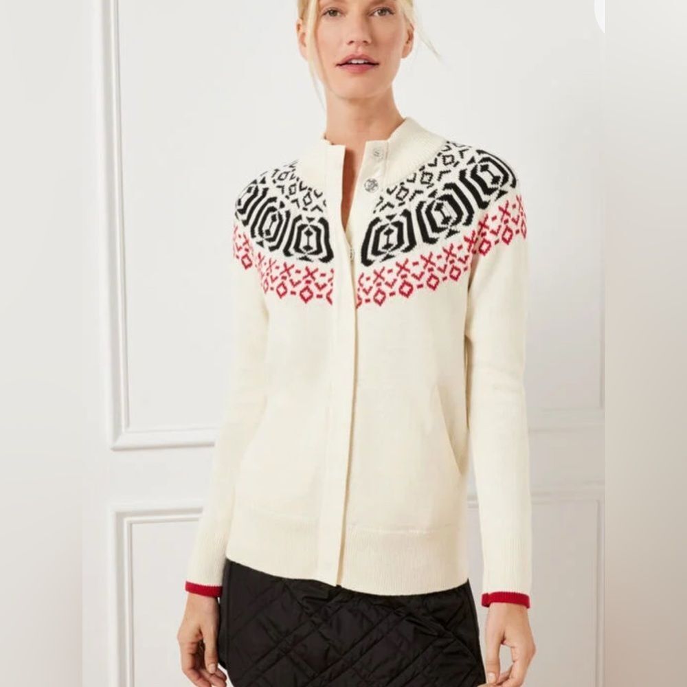 TALBOTS SWEATER JACKET SNAP FRONT POCKETS M